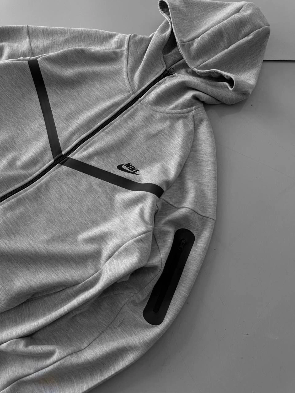 Tech Oversize Kapüşonlu Hırka - Gri