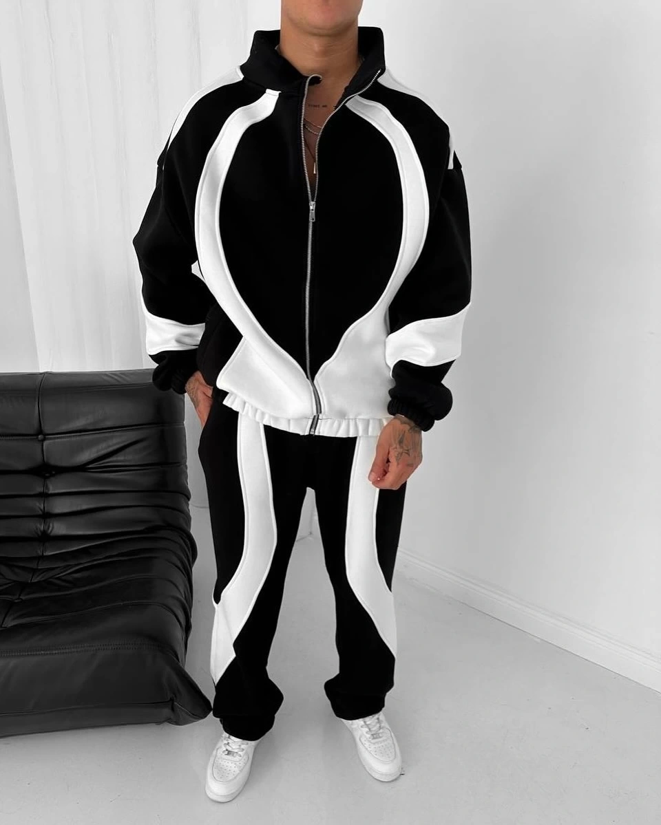 Parçalı Fermuarlı Eşofman Takım Siyah