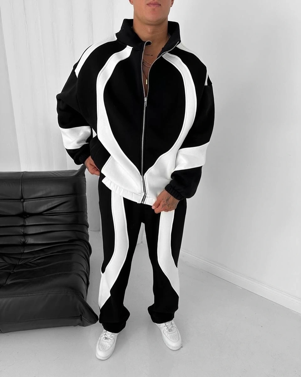 Parçalı Fermuarlı Eşofman Takım Siyah