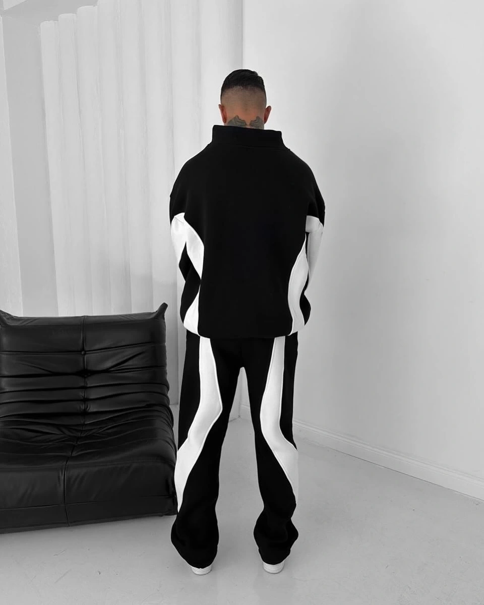 Parçalı Fermuarlı Eşofman Takım Siyah