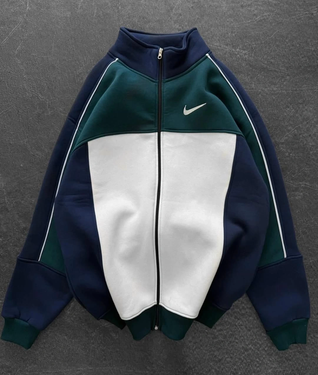 Parçalı Şardonlu Oversize Hırka - SuYeşili