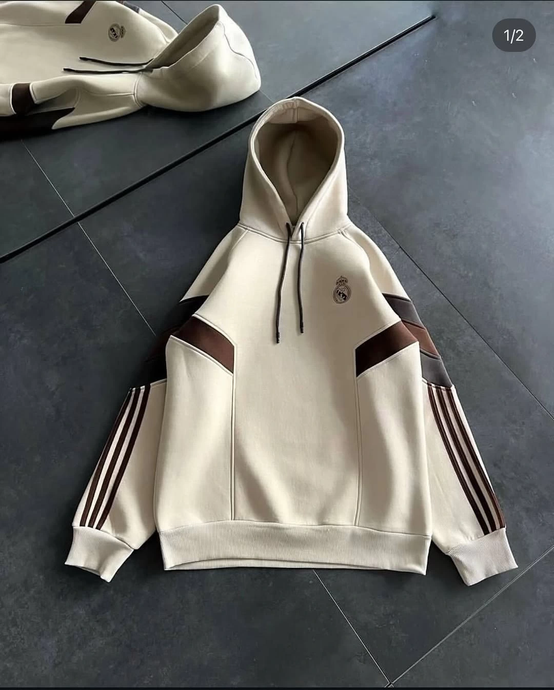 RM Kapüşonlu Oversize Sweatshirt - Bej