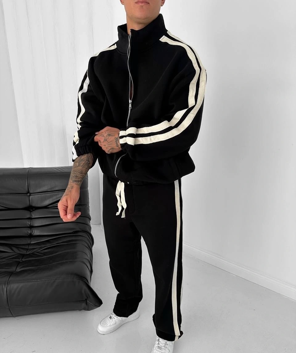 Şerit Detay Eşofman Takım - Siyah