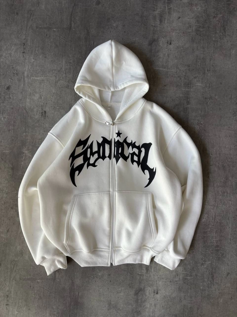 Sırt Taş Detay Oversize Hırka Beyaz