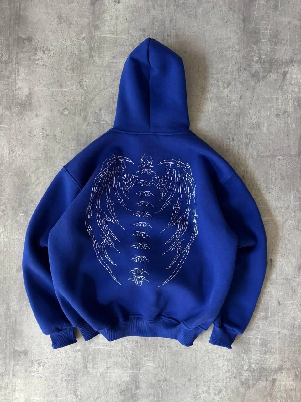 Sırt Taş Detay Oversize Hırka Mavi