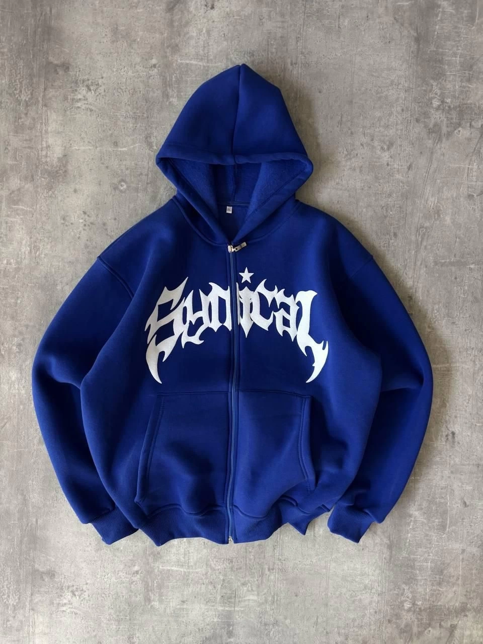 Sırt Taş Detay Oversize Hırka Mavi