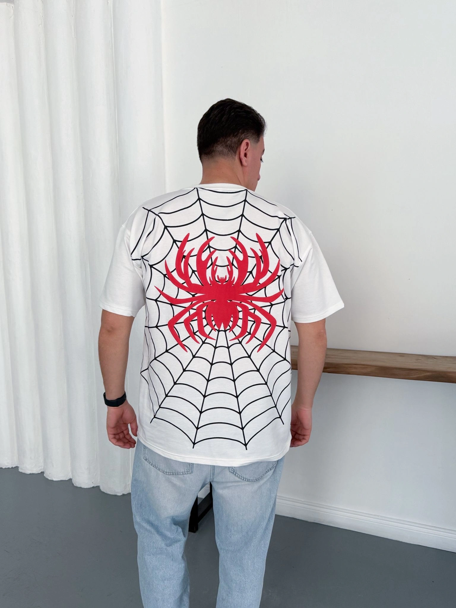 Spider Detay Oversize Tshirt Beyaz