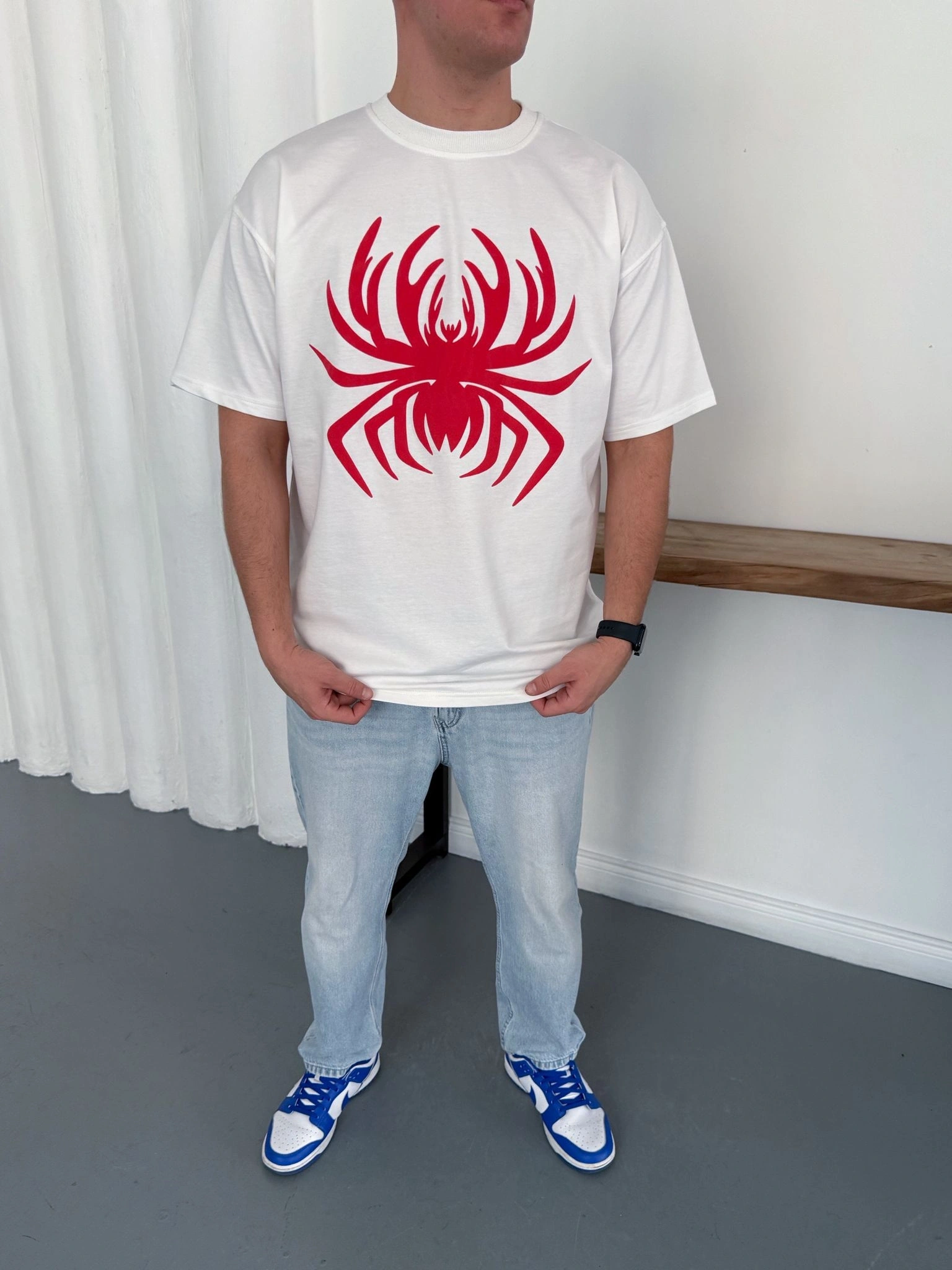 Spider Detay Oversize Tshirt Beyaz