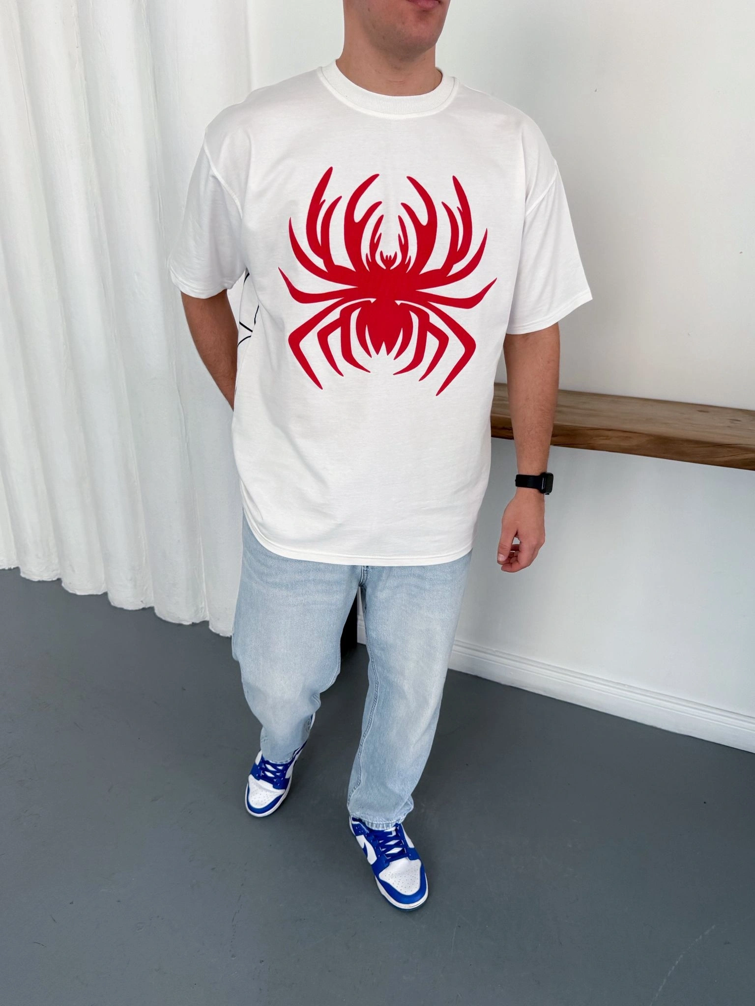 Spider Detay Oversize Tshirt Beyaz
