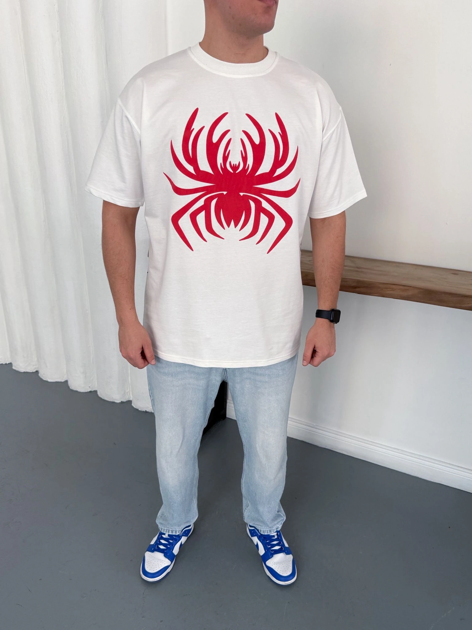 Spider Detay Oversize Tshirt Beyaz