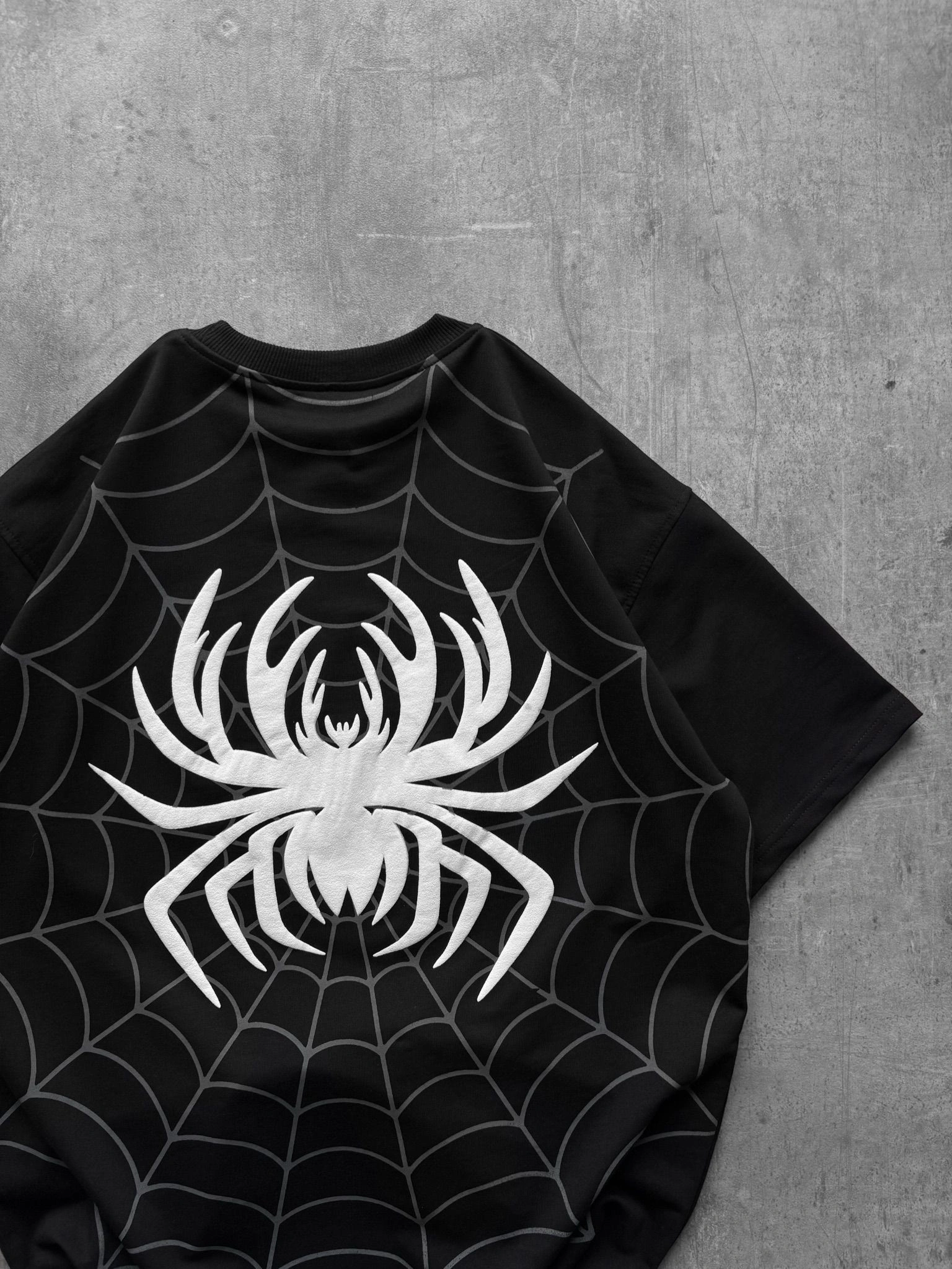 Spider Detay Oversize Tshirt Siyah