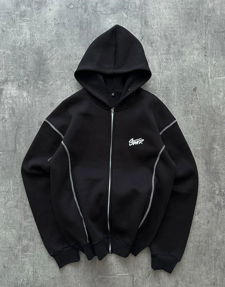 Sw Kapüşonlu Oversize Hırka Siyah