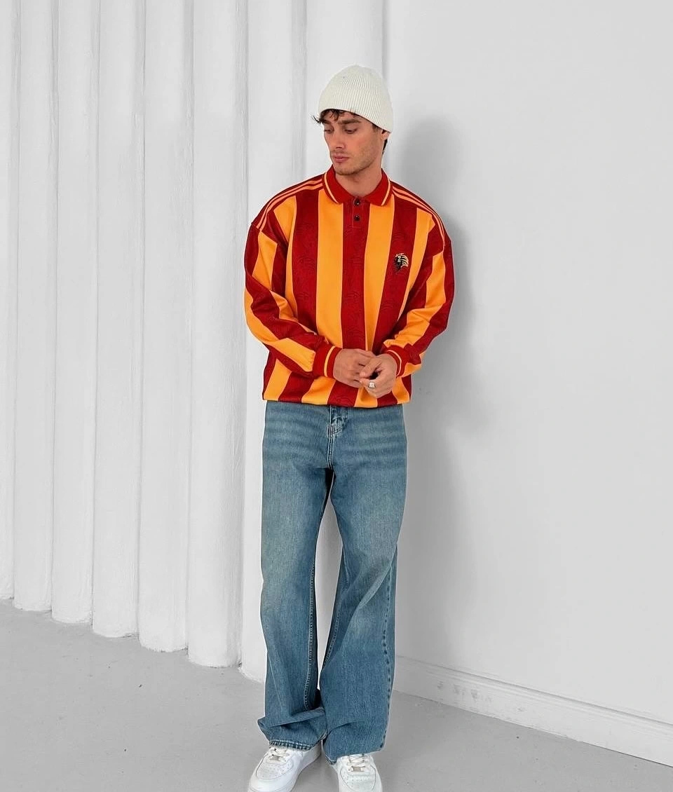 Taraftar Şardonlu Polo Yaka Unisex Sweatshirt - GS