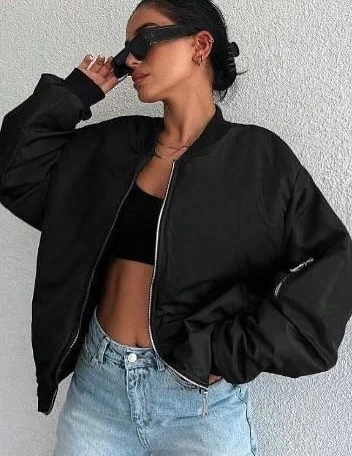 Unisex Bomber Ceket Siyah