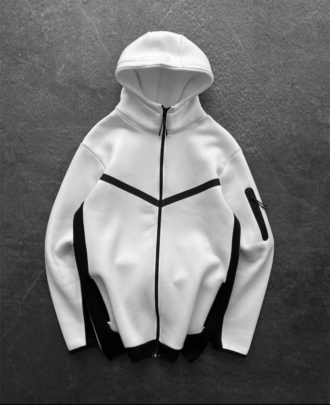 White Kapüşonlu Oversize Hırka