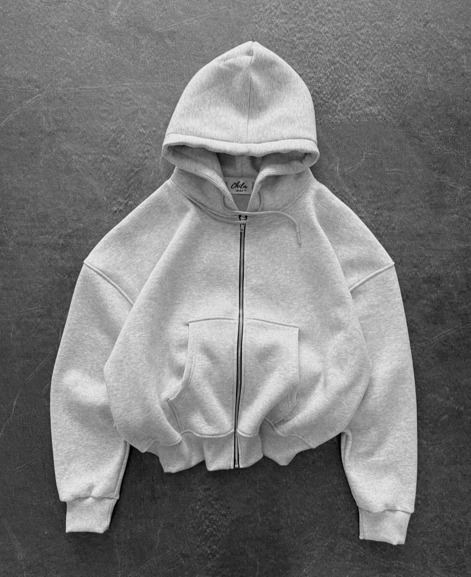 Yarasa Kalıp Kapüşonlu Hırka Gri