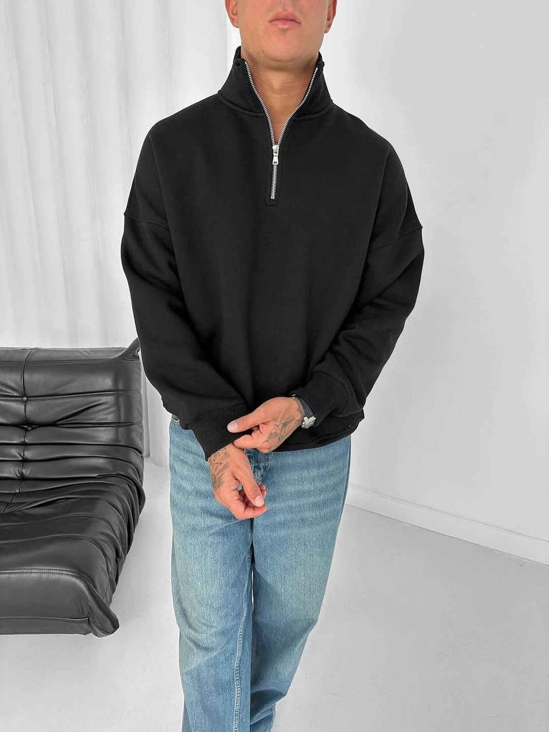 Yarım Fermuar Basic Sweatshirt