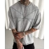 Yıkamalı Ön Detay Oversize Tshirt - Gri