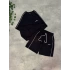 Tek Şerit Unisex Oversize Şortlu Takım - Siyah