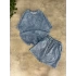 Yeni Sezon Yıkamalı Unisex Şortlu Takım - Bebe Mavisi