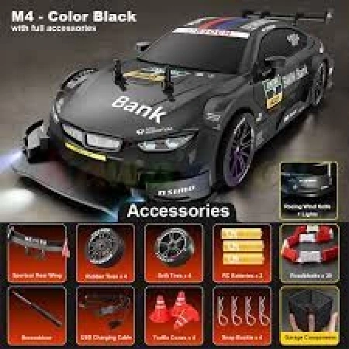 1:16 Hızlı Drift Şarjlı BMW M4 GT3 Spor Araba 4x4 RC Uzaktan kumandalı Yarış Aracı 40 Km/s Hızında Hediyelik Oyuncak