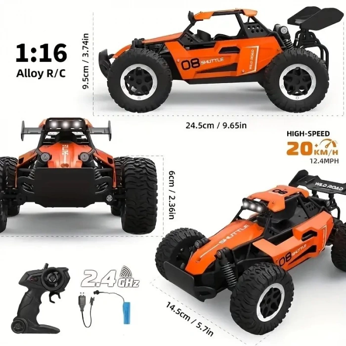 1:16 Off Road Şarjlı RC Uzaktan kumandalı SİYAH Arazi Aracı 5 Kanallı Çift Bataryalı 20 Km/s Hızında Hediyelik Oyuncak