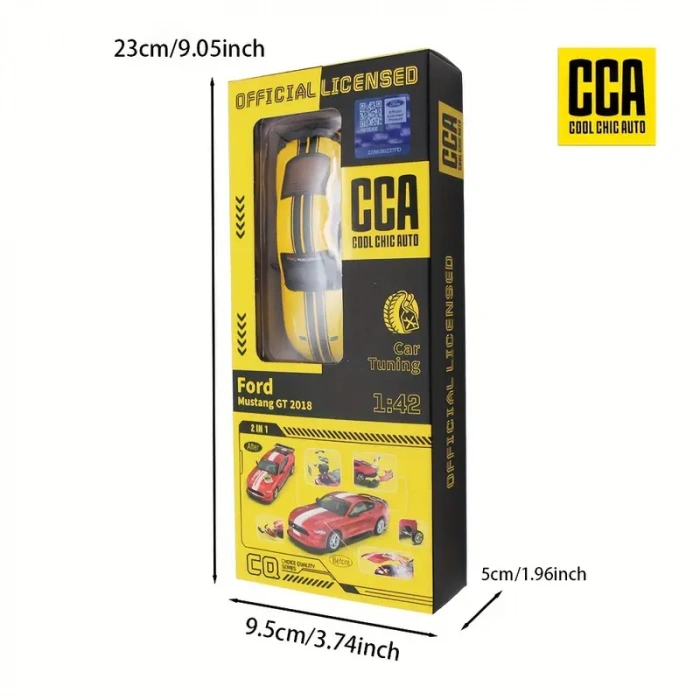 1 Kutu 1:42 Ford Mustang GT 2018 Sarı Araba Modeli Modifiye Edilebilir, Kapıları Açılabilir, Aksesuarları Değiştirilebilir, Oyuncak