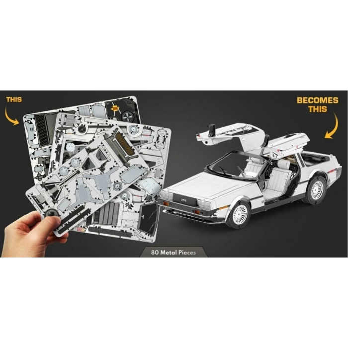 3D Metal Puzzle Bulmaca Geleceğe Dönüş Delorean Zaman Makinesi Araba Modeli Yapı Seti