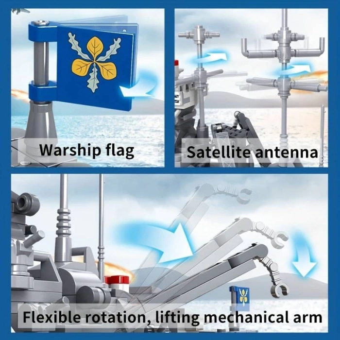 Savaş Gemisi Yapı blok  Çocuklar İçin Oyuncaklar Doğum Günü Hediyesi 6 + yaş 538 parça