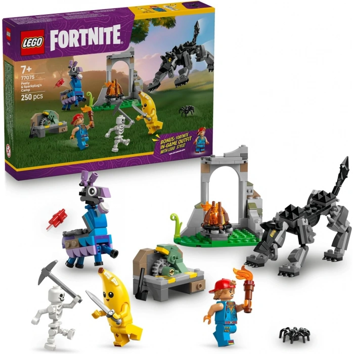 LEGO Fortnite Muzaffer ve Tamirci Çırağının Kampı 77075-7 Yaş ve Üstü Kız ve Erkek Çocuklar için Tamirci Çırağı ve İskelet Dahil Video Oyunu Figürleri İçeren Yaratıcı Oyuncak Yapım Seti (250 Parça)