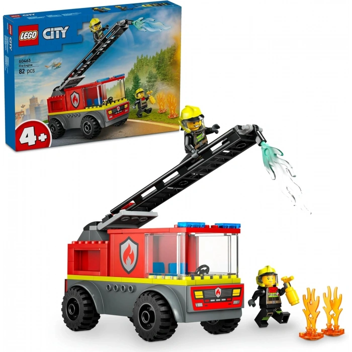 LEGO City Merdivenli İtfaiye Kamyonu 60463-4 Yaş ve Üzeri Çocuklar için Yaratıcı Oyuncak Yapım Seti, Doğum Günü Hediyesi (82 Parça)