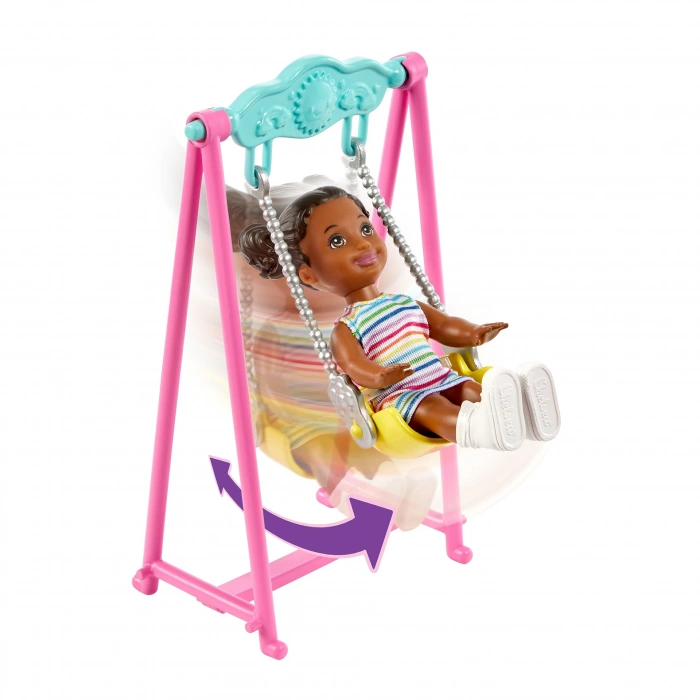 Barbie Bebek Bakıcısı Skipper Oyun Evi Seti, Bebek Bakıcısı Skipper, Bebek Figürü, Salıncak ve Aksesuarlarıyla, 3 Yaş ve Üzeri Hhb67