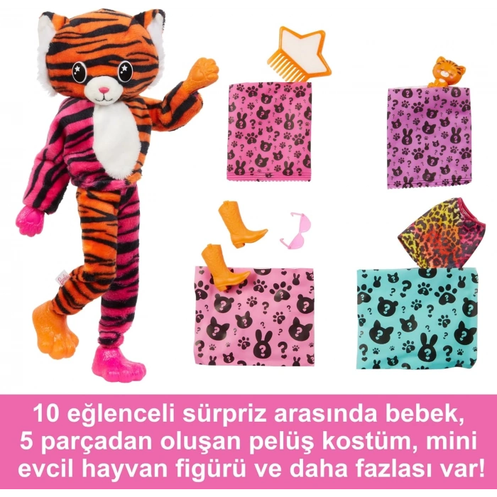 Barbie Cutie Reveal Bebekler Barbie Tropikal Orman Serisi - Kaplan, 3 yaş ve üzeri, HKP99
