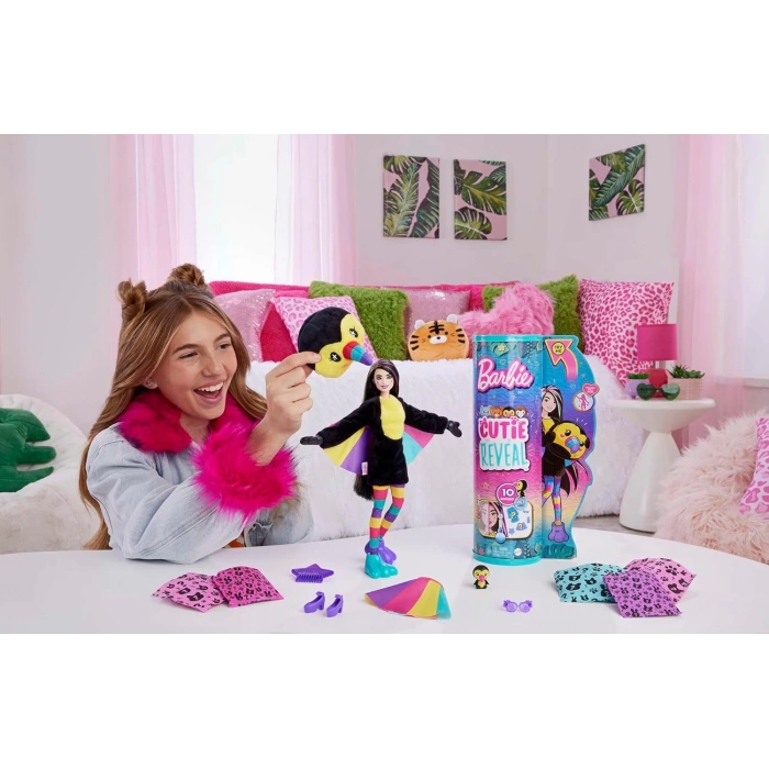 Barbie Cutie Reveal Bebekler Tropikal Orman Serisi - Tukan, 3 yaş ve üzeri, HKR00