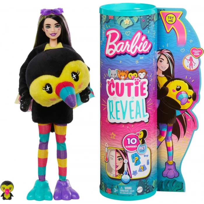 Barbie Cutie Reveal Bebekler Tropikal Orman Serisi - Tukan, 3 yaş ve üzeri, HKR00