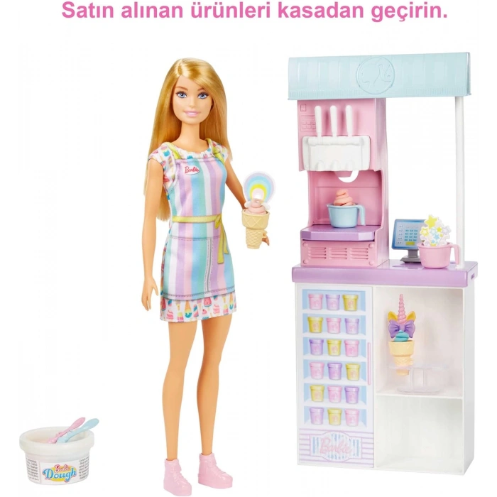 Barbie Dondurma Dükkanı Oyun Seti, 3 yaş ve üzeri HCN46