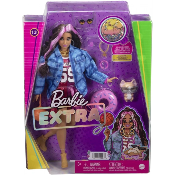 Barbie Extra Ekose Ceketli Bebek Hayvan Dostu Corgi Cinsi Köpek HDJ46