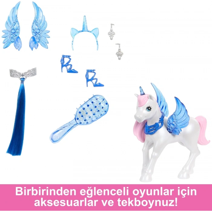 Barbie Mavi Saçlı Prenses Bebek HRR16