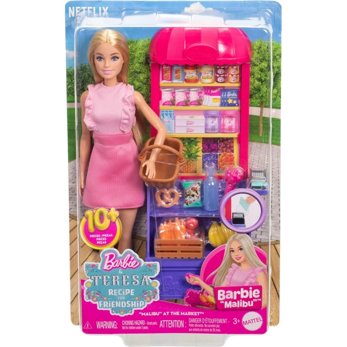 Barbie ve Teresanın Dostluk Tarifi Malibu Markette Bebek ve Oyun Seti JCT05