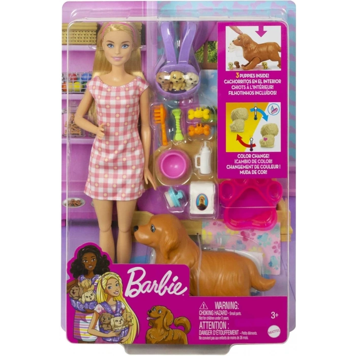 Barbie ve Yeni Doğan Köpekler Oyun Seti, 3 yaş ve üzeri, HCK75