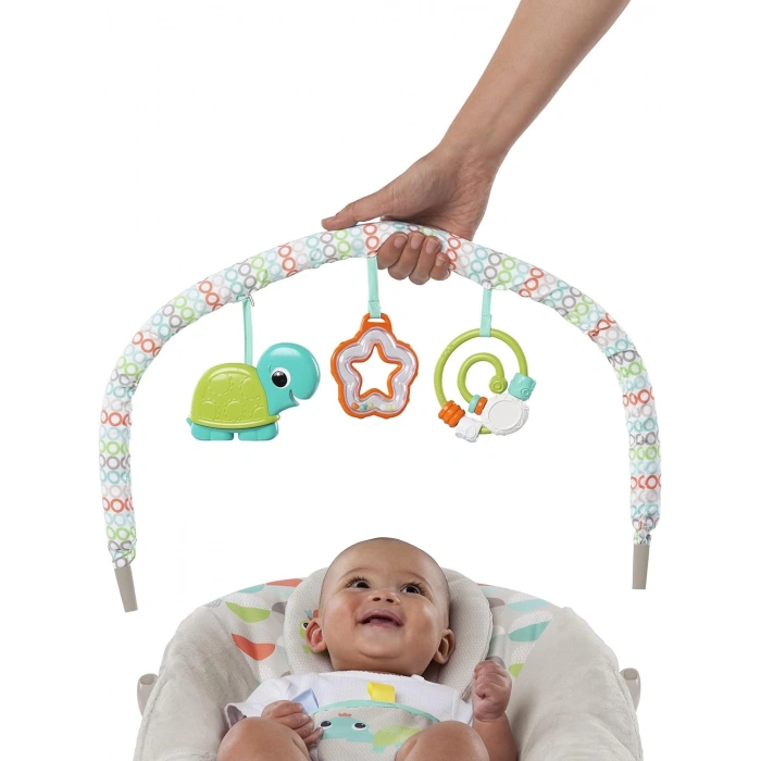 Bright Starts Ana Kucağı Yatıştırıcı Titreşimler Bebek Koltuğu, Çıkarılabilir Oyuncak Barı, 0-6 Ay, 9 kga Kadar (Mutlu Safari)