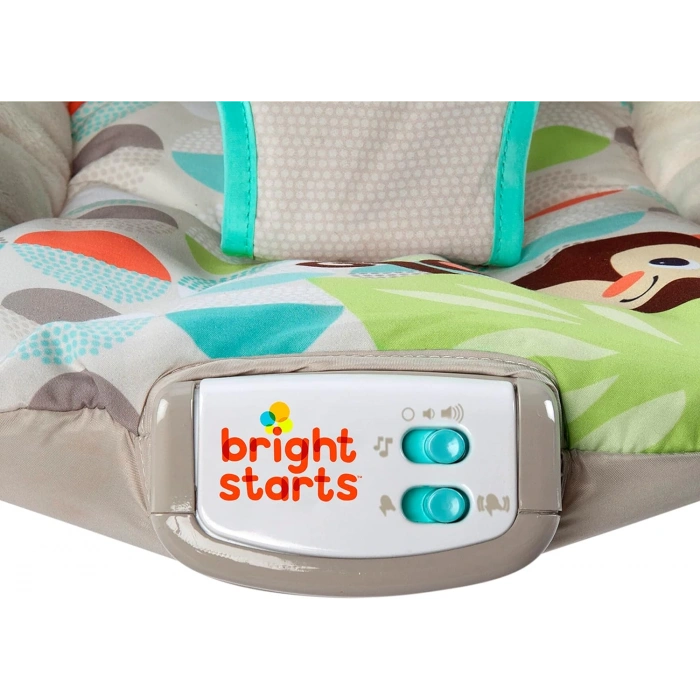 Bright Starts Ana Kucağı Yatıştırıcı Titreşimler Bebek Koltuğu, Çıkarılabilir Oyuncak Barı, 0-6 Ay, 9 kga Kadar (Mutlu Safari)