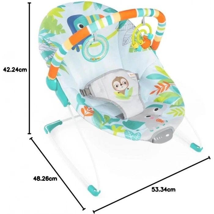 Bright Starts Yağmur Ormanı Titreşimli Ana Kucağı 0-6 Ay, 0-9 kg ya kadar