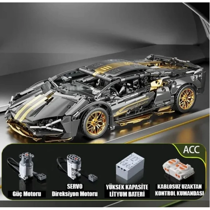 Çift Motorlu ve Kumandalı 1280 parça Lamborghini Sian 1:14 Ölçekli Spor Araba Yapı Blokları Seti 3D Montaj Modeli Kiti, Gençler & Yetişkinler İçin Mükemmel Hediye 14+ yaş