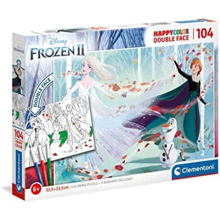 Clementoni  104 Parça Double Face Coloring Puzzle  Frozen 2