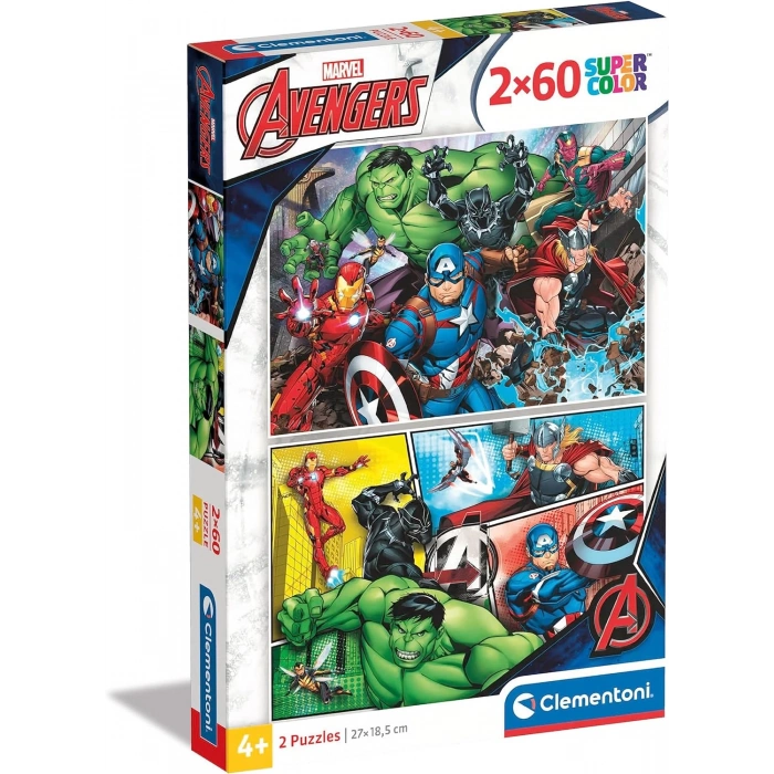 Clementoni 21605 Supercolor Puzzle Avengers, 2x60 Parça