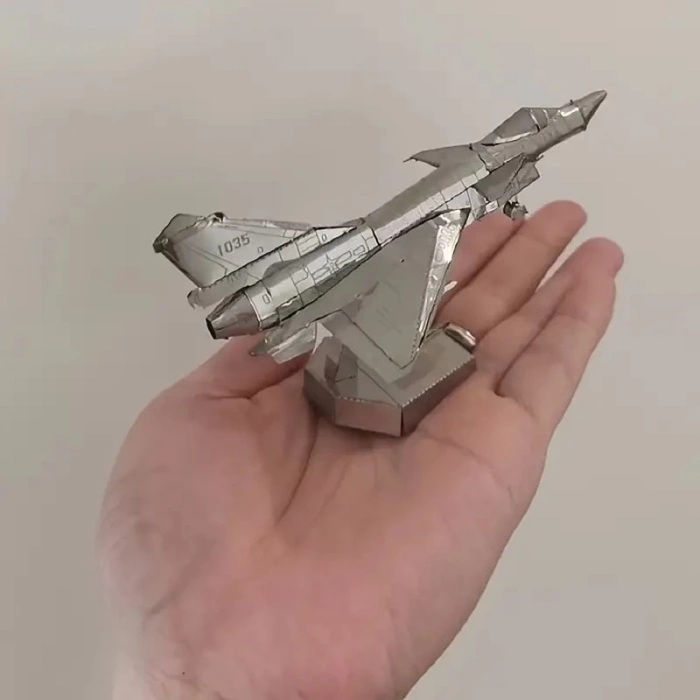 DIY 3D Metal Puzzle Bulmaca Air Force J-10B Savaş Uçak 43 Parça 14+ yaş üstü Hediyelik model