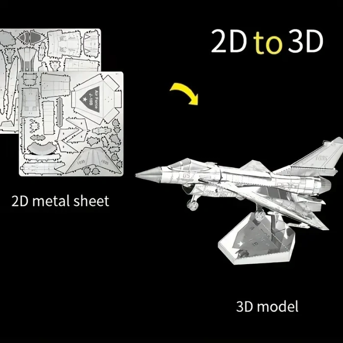 DIY 3D Metal Puzzle Bulmaca Air Force J-10B Savaş Uçak 43 Parça 14+ yaş üstü Hediyelik model