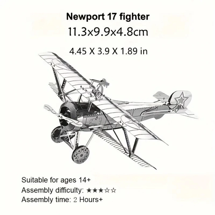 DIY 3D Metal Puzzle Bulmaca Newpiort 17 Fighter Uçak 46 Parça 14+ yaş üstü Hediyelik