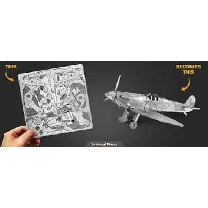 DIY 3D Metal Puzzle Supermarine spitfire Uçak 27 Parça Hediyelik Maket 14+yaş